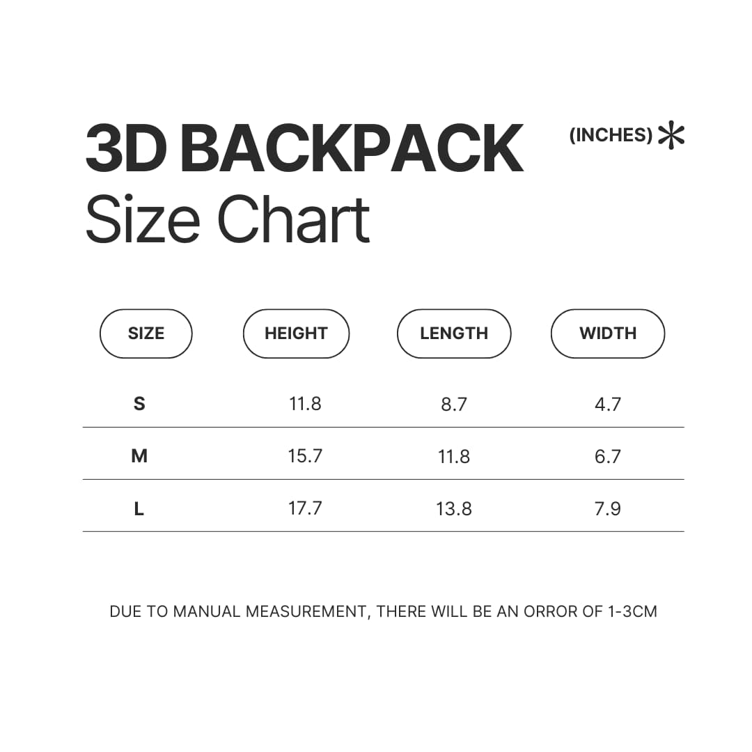 3D Backpack Size Chart - Inuyasha Shop