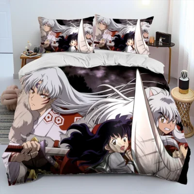 3D Inuyasha Japan Anime Cartoon Comforter Bedding Set Duvet Cover Bed Set Quilt Cover Pillowcase king 20 - Inuyasha Shop