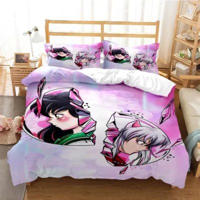 Anime Inuyasha 3D Bedding Set Black Duvet Quilt Cover Set Comforter Cover Pillowcase King Queen Size 18 - Inuyasha Shop