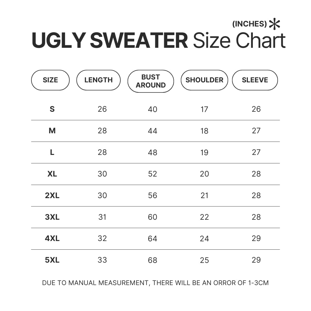 Ugly Sweater Size Chart - Inuyasha Shop