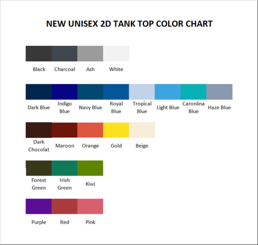 tank top color chart 1 - Inuyasha Shop