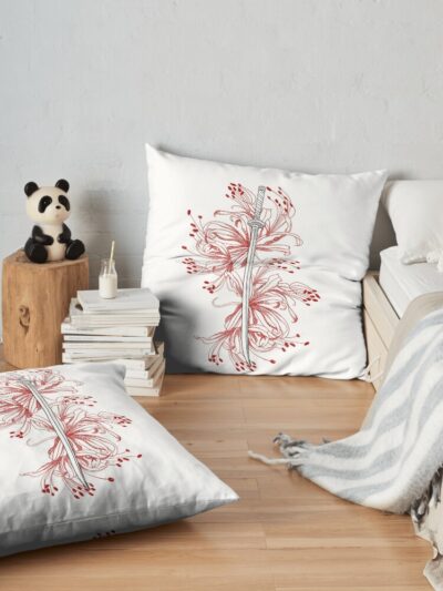 Tessaiga On Spider Lilies Throw Pillow Official Inuyasha Merch