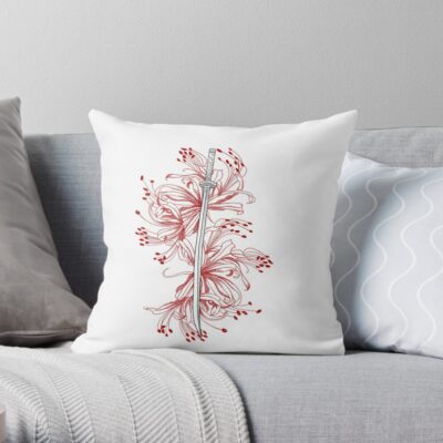 Tessaiga On Spider Lilies Throw Pillow Official Inuyasha Merch