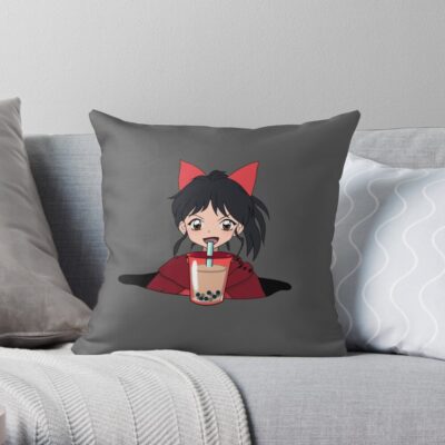 Moroha With Boba Bubble Tea Throw Pillow Official Inuyasha Merch