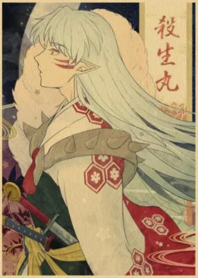 Sesshoumaru In Inuyasha Paintings Kraft Paper Japanese Anime Poster