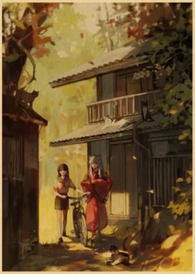 Unique House In Inuyasha Paintings Kraft Paper Japanese Anime Poster