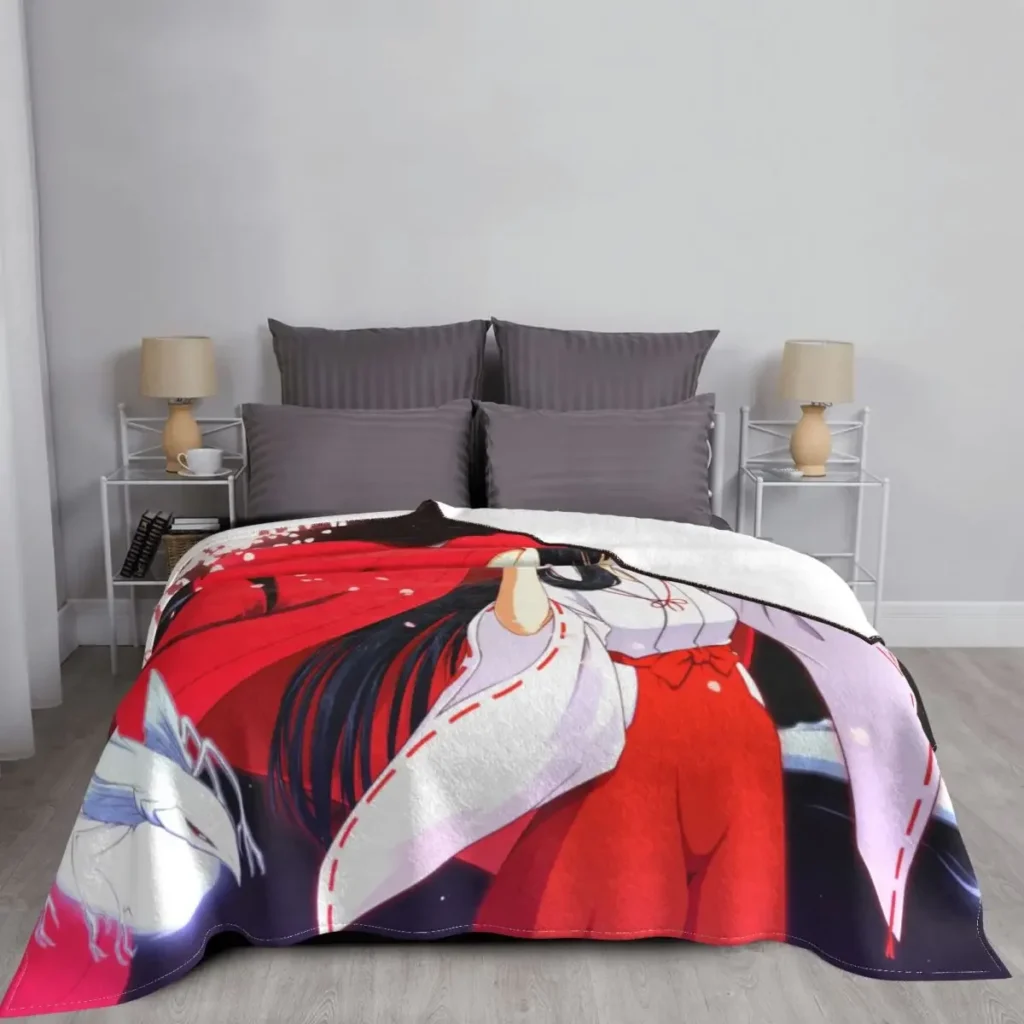 kf S19157bf9d30d4c8fa5e616de75a031a4c Kikyou Coral Fleece Plush Throw Blankets Japanese Anime Inuyasha Blankets for Bedding Office Super Warm Bedding - Inuyasha Shop