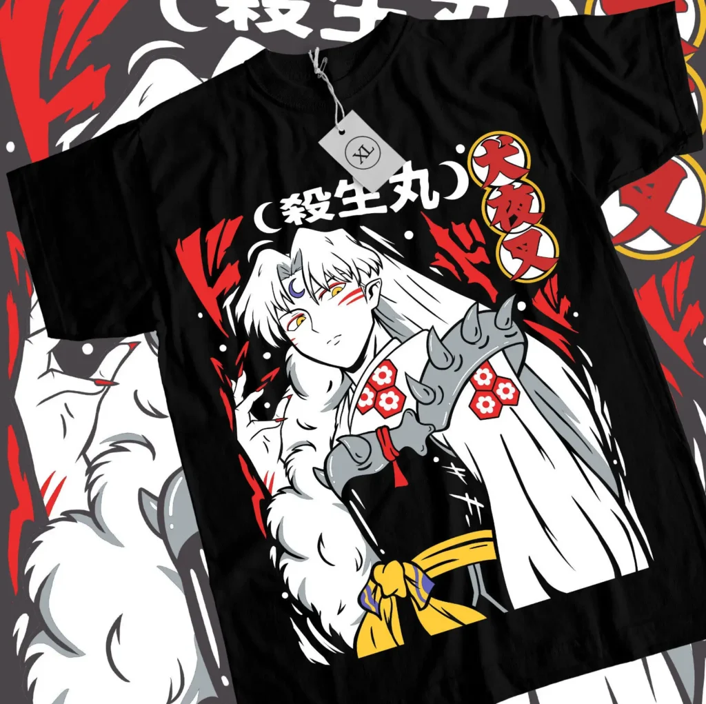 kf S24e3515a159b48c5b33ec80526e410a6Y Inuyasha Sesshomaru T shirt Red Moon Inu Yasha Girl Anime Manga Gifts All Size - Inuyasha Shop