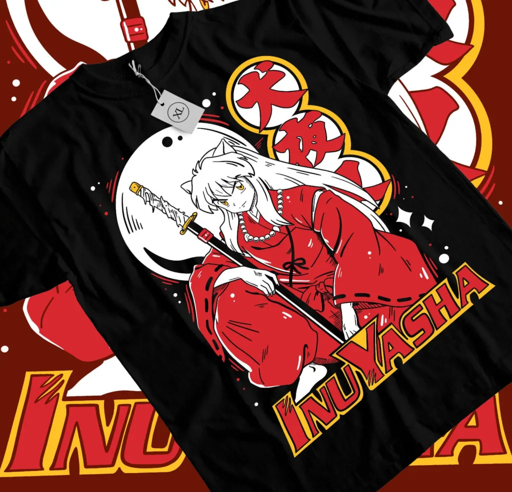 kf S42b034e771114633a99158675cef64c3n Inuyasha Sesshomaru T shirt Red Moon Inu Yasha Anime Black Short Sleeve All Size - Inuyasha Shop