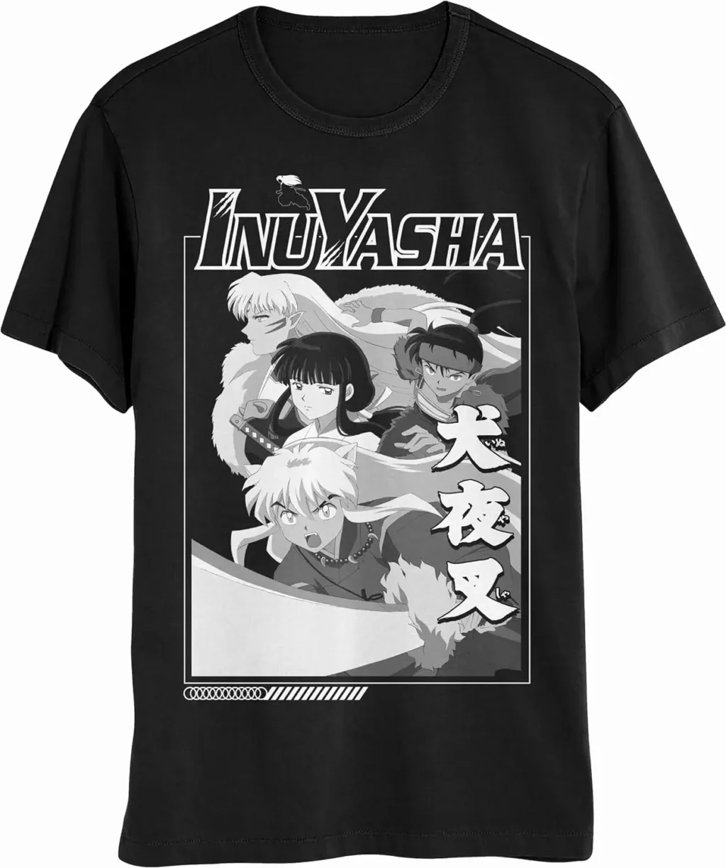 kf S44eb940ab34a41109252ed84d48b21477 Inuyasha Characters Kagome Shippo Sango Miroku Group Anime Adult T Shirt Medium Black - Inuyasha Shop