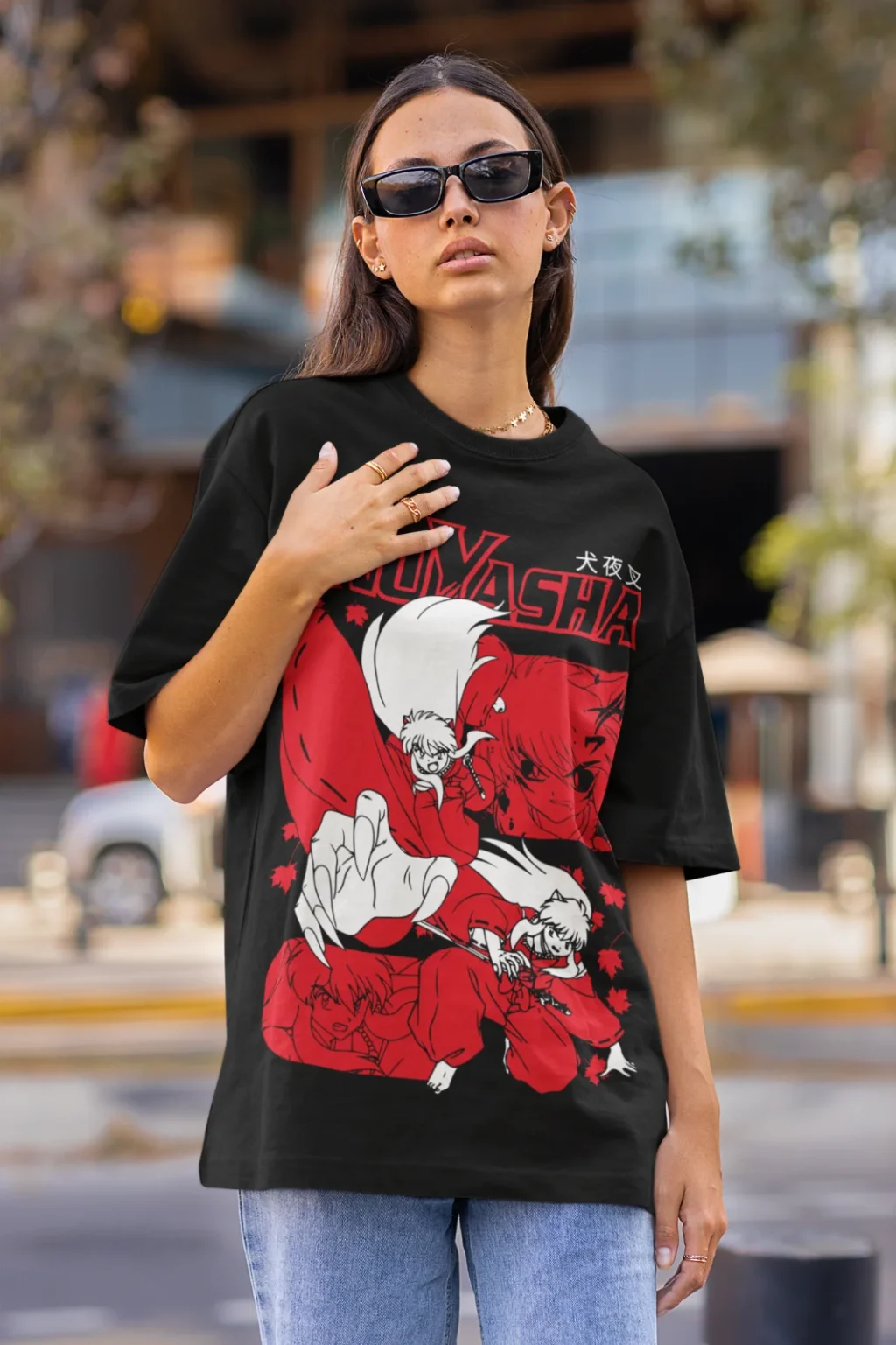 kf S526d2f85e8714ed78061892408301e9at Inuyasha T shirt Red Moon Inu Yasha Sesshomaru Funny Anime Gift Shirt All Size - Inuyasha Shop