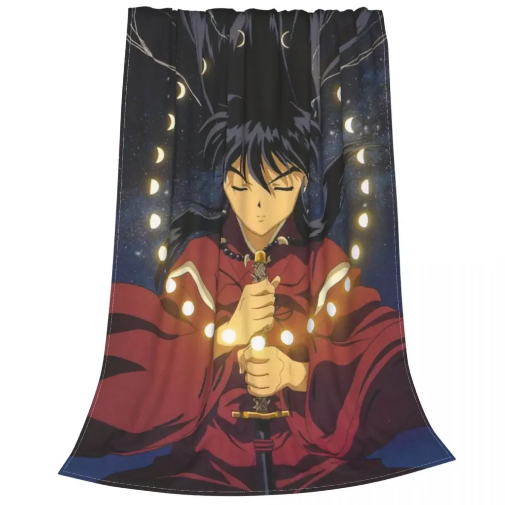 kf S5ba67ceb50324648b414edcef2004f68H Inuyasha Cartoon Blanket Sofa Cover Coral Fleece Plush Print Japanese Anime Super Soft Throw Blankets for - Inuyasha Shop