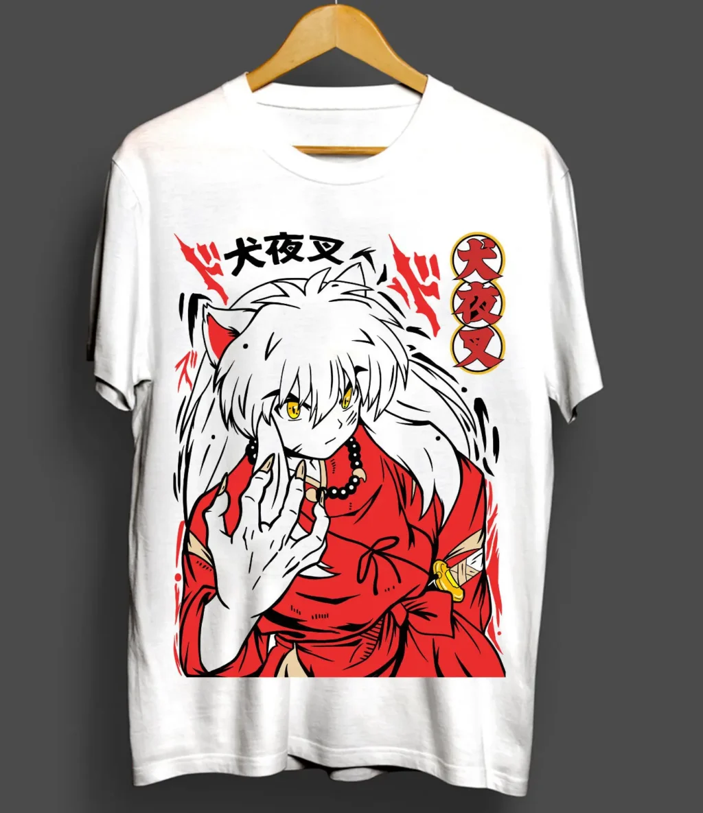 kf S773e018e51be4d42bb89924d85b8be657 Inuyasha Sesshomaru T shirt Red Moon Inu Yasha Kawaii Anime Tee Shirt All Size - Inuyasha Shop