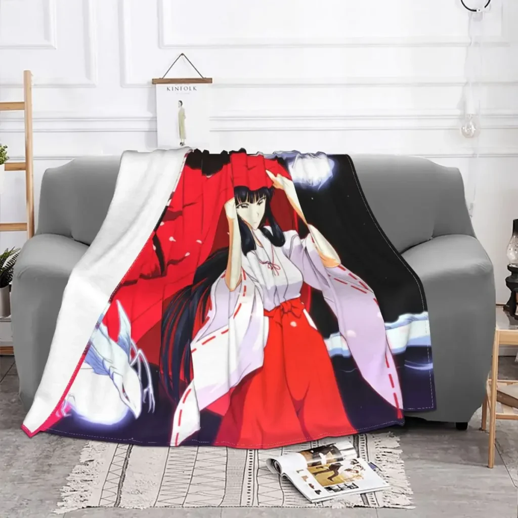 kf S7b2717e4ab494e85ae29629449e91b8ei Kikyou Coral Fleece Plush Throw Blankets Japanese Anime Inuyasha Blankets for Bedding Office Super Warm Bedding - Inuyasha Shop