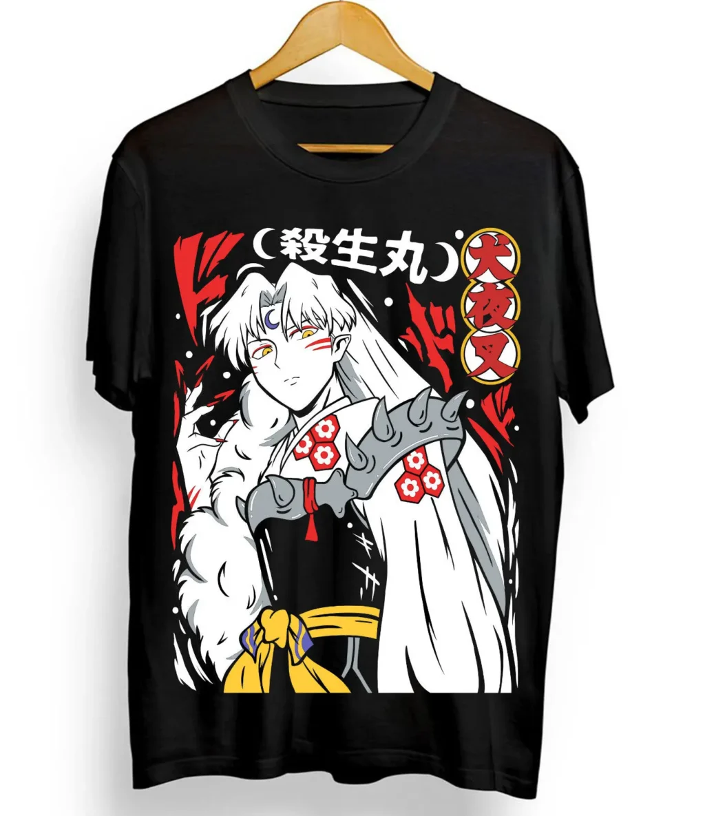 kf S9c11c2e4f6ec4a9890948a8e26e70c1bX Inuyasha Sesshomaru T shirt Red Moon Inu Yasha Girl Anime Manga Gifts All Size - Inuyasha Shop