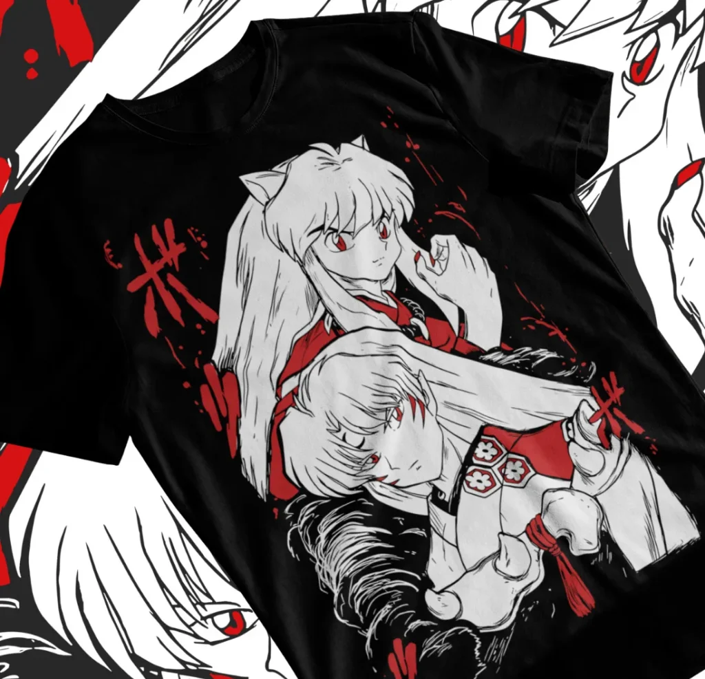 kf Sa7d007b9c24a4eb2847082ef77707a5cp Inuyasha Sesshomaru T shirt Red Moon Inu Yasha Anime Black Short Sleeve Soft Tee - Inuyasha Shop