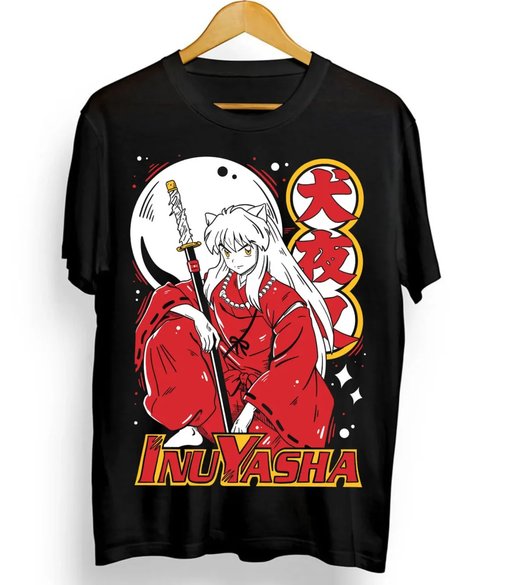 kf Sbbaaa975a54847398f331d1a44fefaf12 Inuyasha Sesshomaru T shirt Red Moon Inu Yasha Anime Black Short Sleeve All Size - Inuyasha Shop