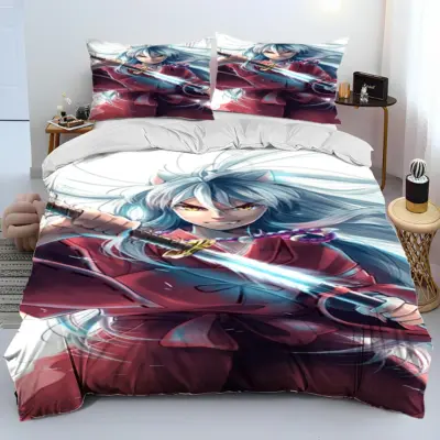 3D Inuyasha with sword Japan Anime Cartoon  Bedding Set