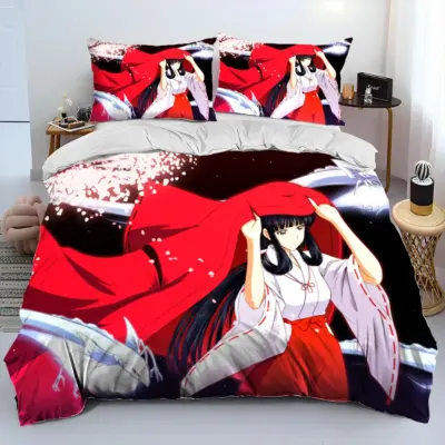 3D Inuyasha with Kikyo Japan Anime Cartoon  Bedding Set