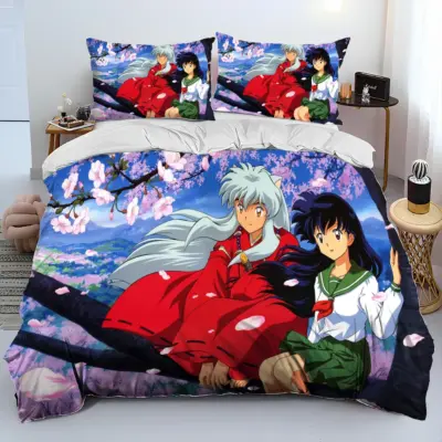 3D Inuyasha and Kagome Higurashi Japan Anime Cartoon  Bedding Set
