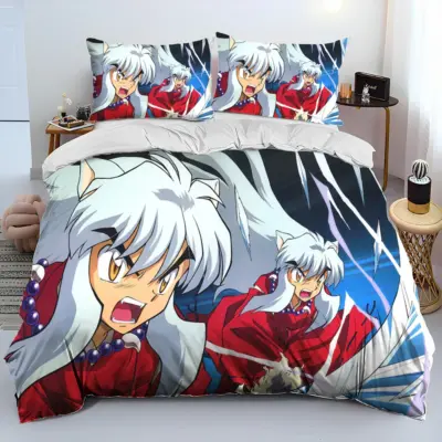 3D Inuyasha Fighting Japan Anime Cartoon Bedding Set