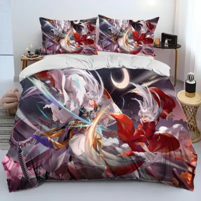 Fight Under the Moon In 3D Inuyasha Japan Anime   Bedding Set
