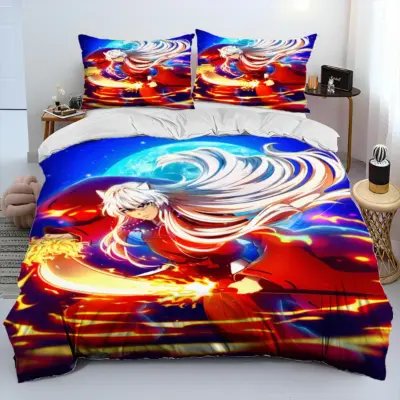 Colorful 3D Inuyasha Japan Anime Cartoon Bedding Set