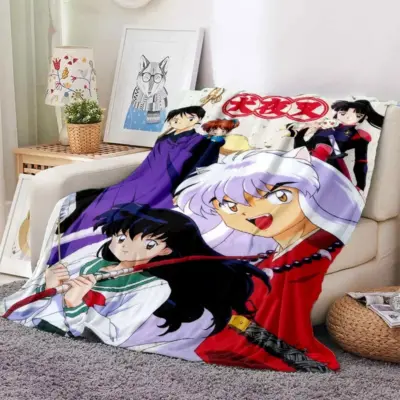 Kykio And Characters In Anime Inuyasha Throw Blanket
