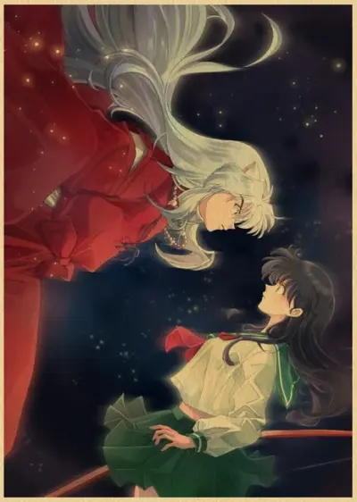Couple In Inuyasha Paintings Kraft Paper Japanese Anime Poster