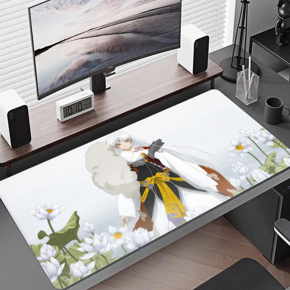 Inuyasha Sesshomaru With White Flower Mousepad
