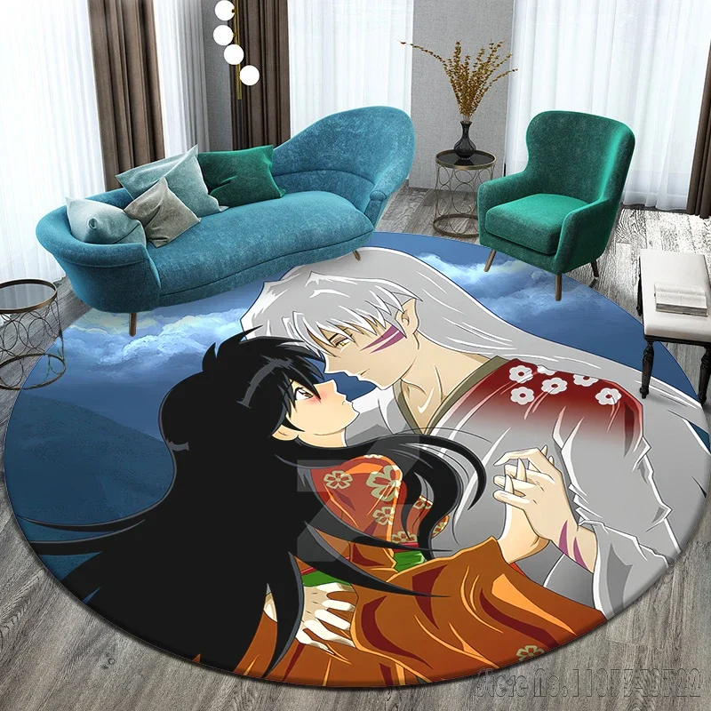 Inuyasha Romantic Sesshomaru & Rin Round Rug