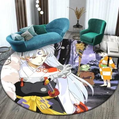 Inuyasha Sesshomaru With His Team Round Rug