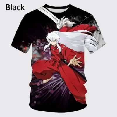 Cool Inuyasha With Black Design 3D T-shirt