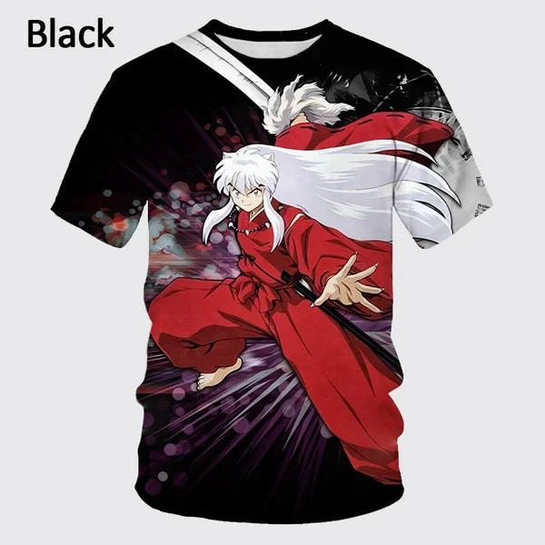 Cool Inuyasha With Black Design 3D T-shirt