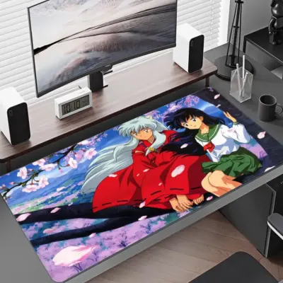 Kagome & Inuyasha With Cherry Blossom Mousepad