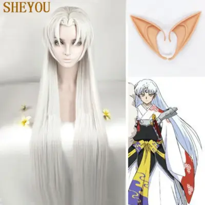 Inuyasha Sesshoumaru Wig 39in/100cm – With Ears + Wig Cap