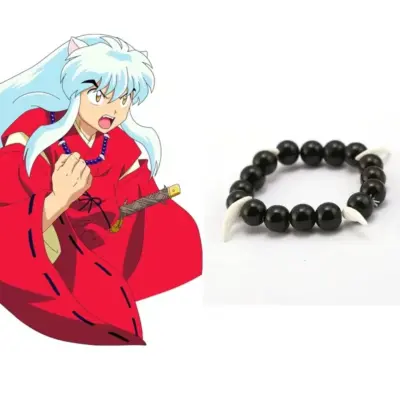Inuyasha Necklace & Bracelet Set – Black Purple Beaded Jewelry