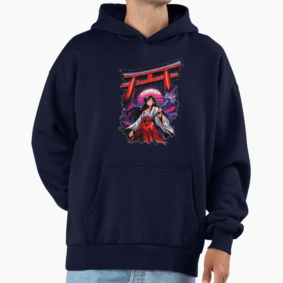 Retro Kagome Shrine Maiden Hoodie - Image 5