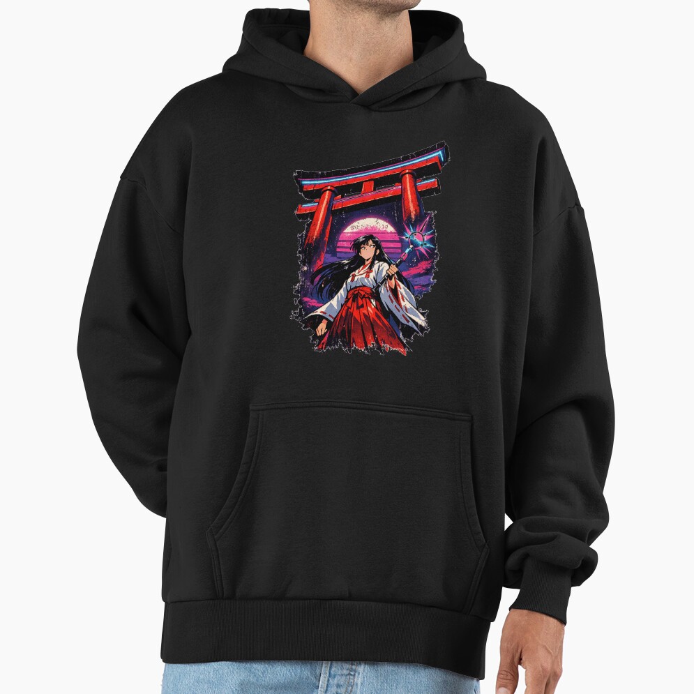 Retro Kagome Shrine Maiden Hoodie - Image 3