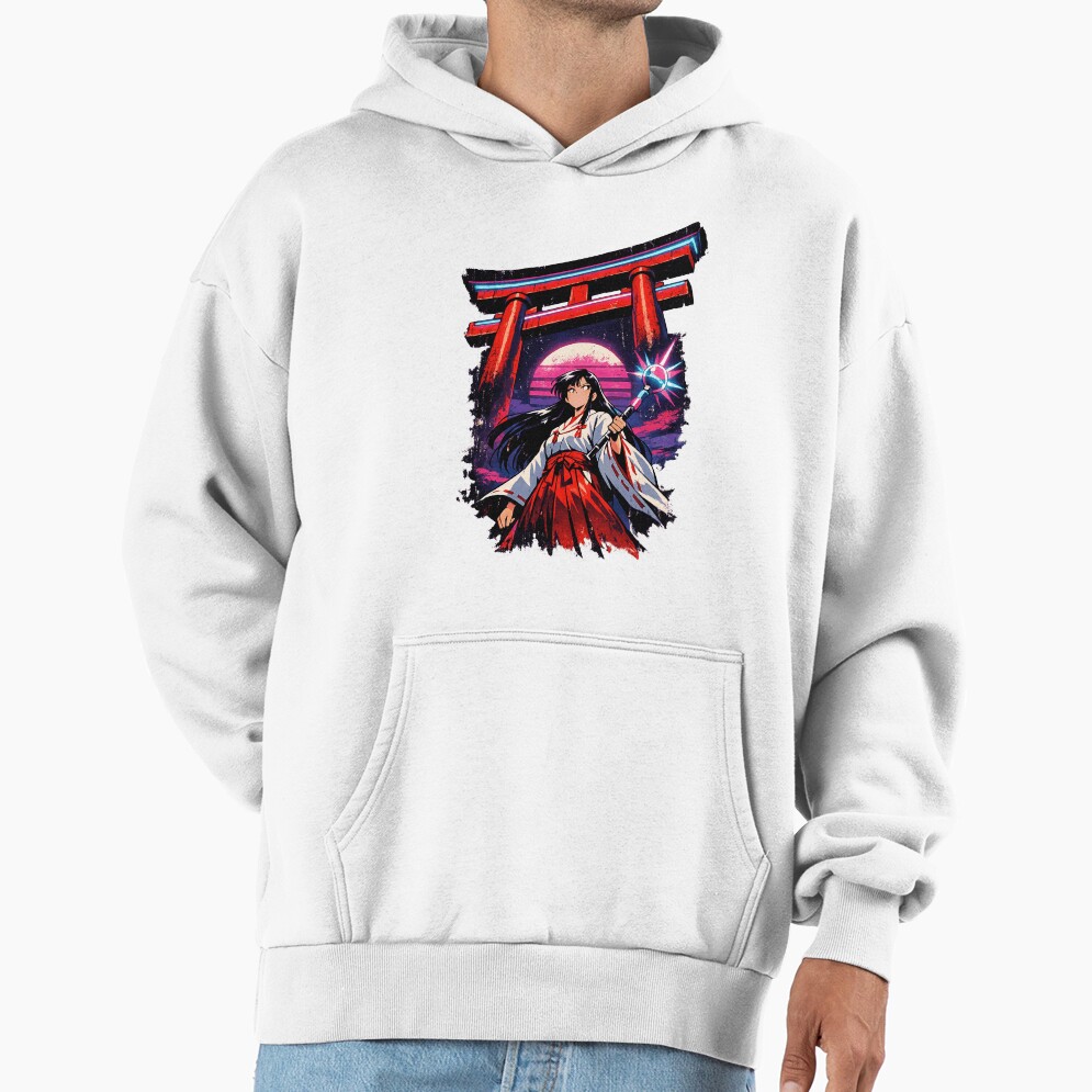 Retro Kagome Shrine Maiden Hoodie - Image 2