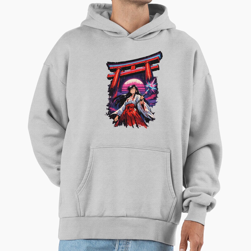 Retro Kagome Shrine Maiden Hoodie - Image 4