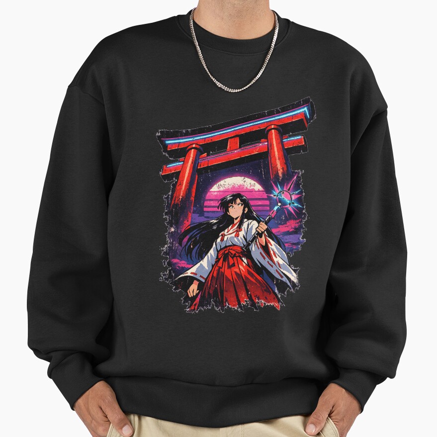 Retro Kagome Shrine Maiden Sweatshirt - Image 2