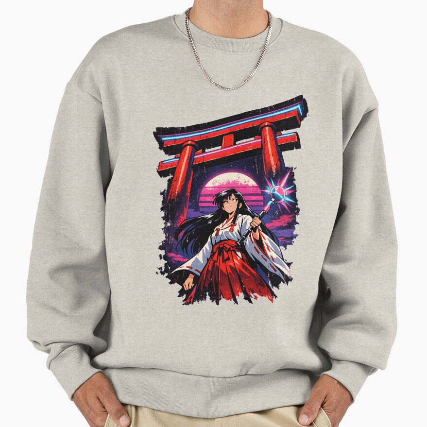 Retro Kagome Shrine Maiden Sweatshirt - Image 3