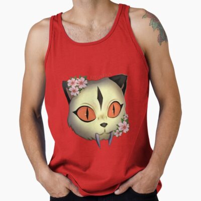 Scribble Kirara Cute Cat With Flowers Tank Top