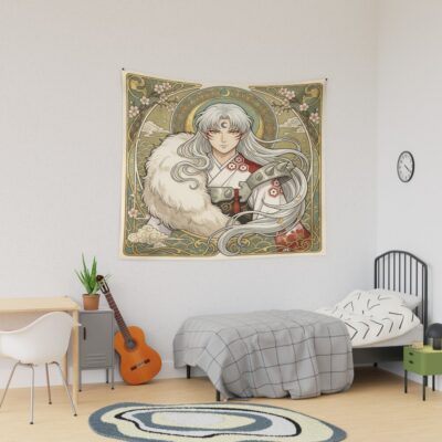 Sesshomaru Mucha Inspired Portrait Tapestry
